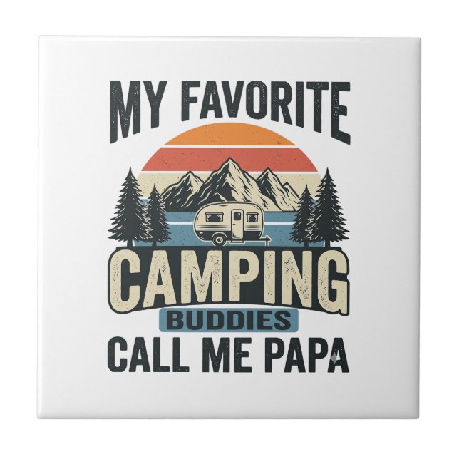 Min Favorit Camping Kompisar Kallar Mig Papa Tröja Kakelplatta (Framsidan)
