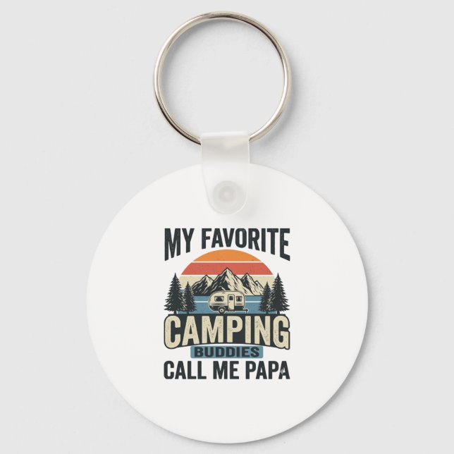 Min Favorit Camping Kompisar Kallar Mig Papa Tröja Nyckelring (Framsida)