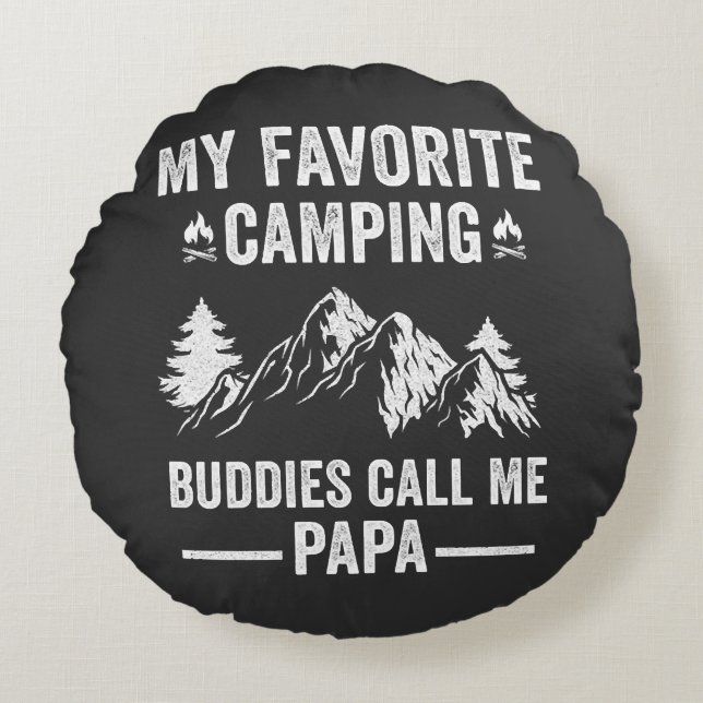 Min Favorit Camping - Kompisar Kallar Mig Pappa Rund Kudde (Framsidan)