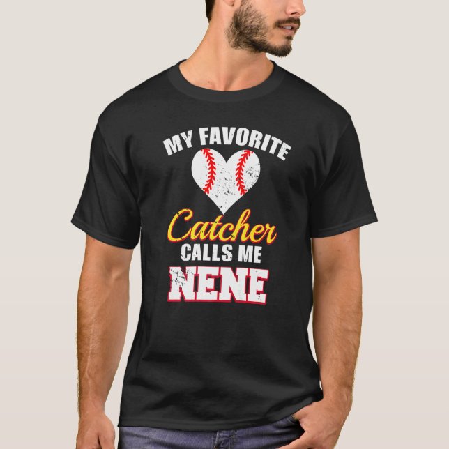 Min Favorit Catcher Kallar Mig Nene Catcher Baseba T Shirt (Framsida)