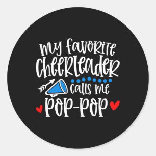 Min favorit Cheerleader kallar mig Pop-pop Roligt Runt Klistermärke