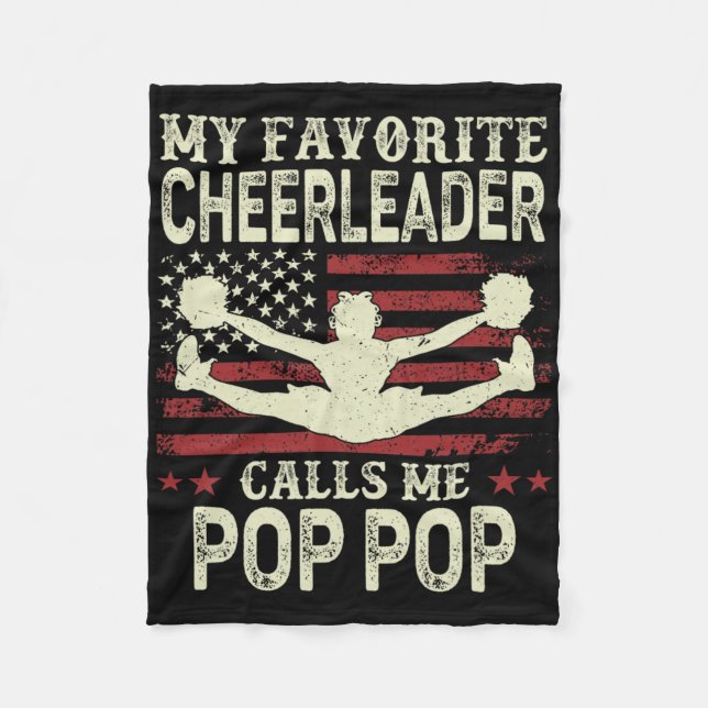 Min favorit Cheerleader kallar mig Pop Pop Us Flag Fleecefilt (Framsidan)