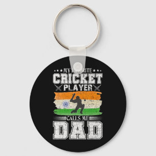 Min favorit cricketspelare kallar mig pappa Indien Nyckelring