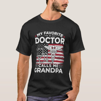 Min favorit Doktor kallar mig Grandpa USA flagga G T Shirt