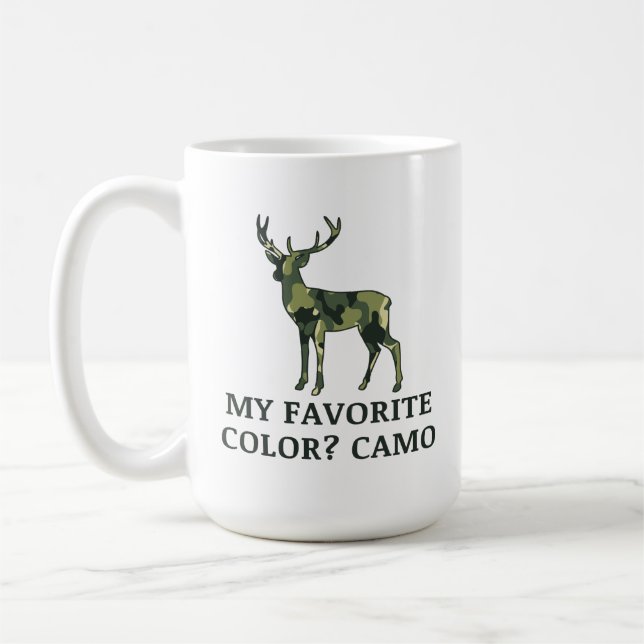 Min favorit Färg är Camo | Hjort Hunting Gift Kaffemugg (Vänster)