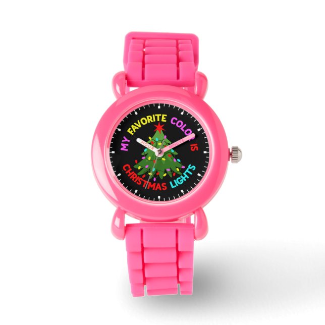 Min favorit Färg är jul Ljus Julafton Träd Armbandsur (Framsida)