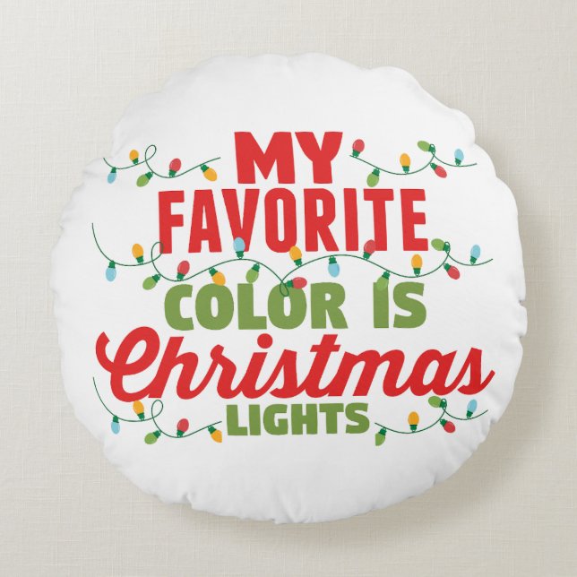 Min favorit Färg är julen Ljus Rund Kudde (Framsidan)