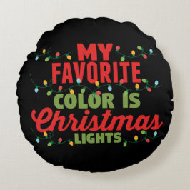 Min favorit Färg är julen Ljus Rund Kudde