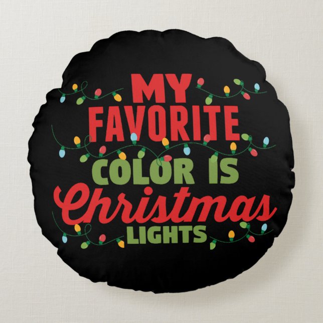 Min favorit Färg är julen Ljus Rund Kudde (Framsidan)