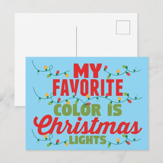 Min favorit Färg är julen Ljus Vykort (Fram/baksida)