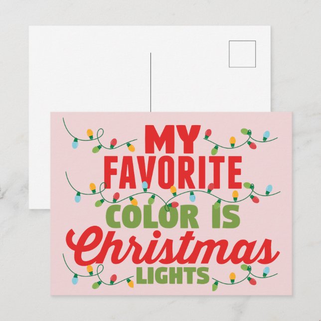 Min favorit Färg är julen Ljus Vykort (Fram/baksida)