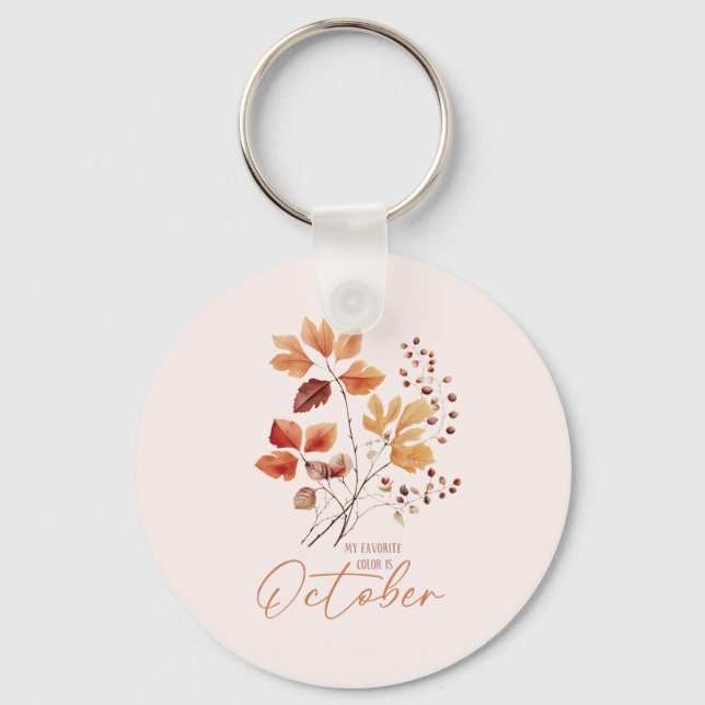 Min favorit Färg är oktober - Höst löv och Gräs Nyckelring (Framsida)