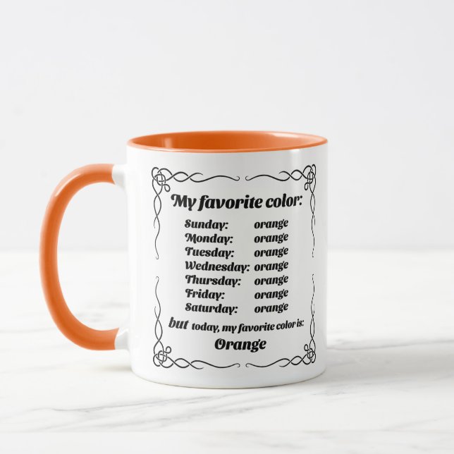Min favorit färg är orange mugg (Vänster)