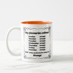 Min favorit färg är orange Två-Tonad mugg