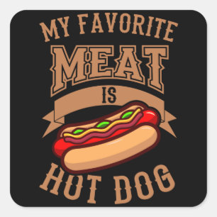 Min favorit Kött är Hett Hund Hett Hund EEG Täv Fyrkantigt Klistermärke