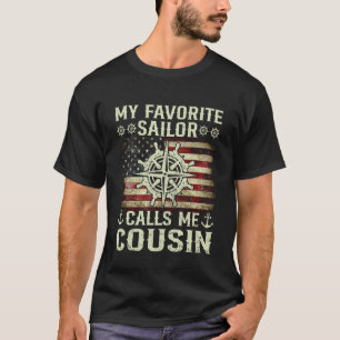Min favorit sjöman kallar mig kusin Flagga USA Fam T Shirt