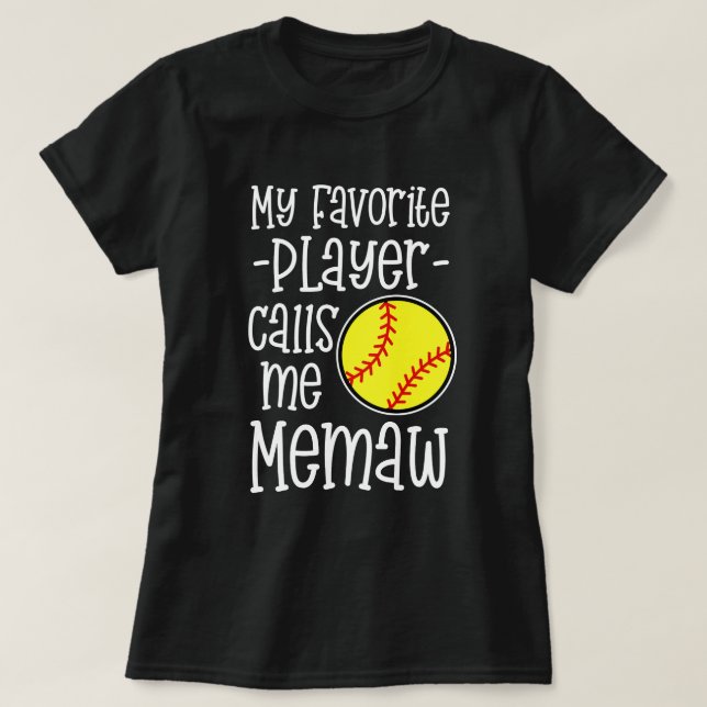 Min favorit- spelareappeller mig Memaw softballlek T Shirt (Design framsida)