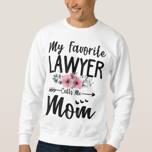 Min favoritadvokat kallar mig Mamma Flowers Mammor Lång Ärmad Tröja (Framsida)