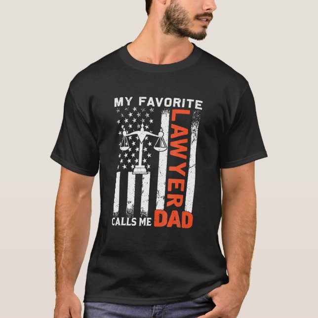 Min favoritadvokat kallar mig Pappa USA flagga Far T Shirt (Framsida)