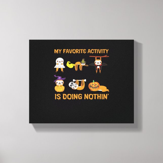 Min favoritaktivitet gör inget Retro Sloth Canvastryck (Framsida)