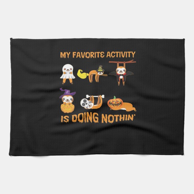 Min favoritaktivitet gör inget Retro Sloth Kökshandduk (Horisontell)