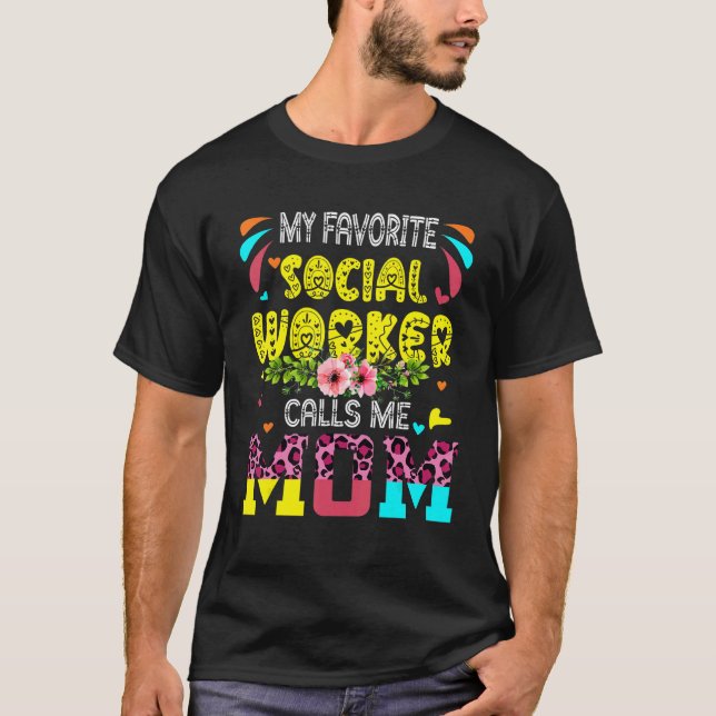 Min favoritarbetare i Social kallar mig Mamma Cute T Shirt (Framsida)