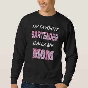 Min favoritBartender kallar mig Mamma Flowers Fami Lång Ärmad Tröja