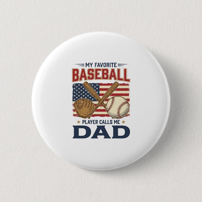 Min favoritbasebollspelare kallar mig pappa vintag knapp (Framsida)