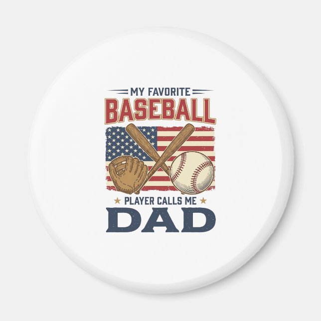 Min favoritbasebollspelare kallar mig pappa vintag magnet (Framsidan)