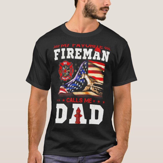 Min favoritbrandman kallar mig Pappa Firefighter A T Shirt (Framsida)