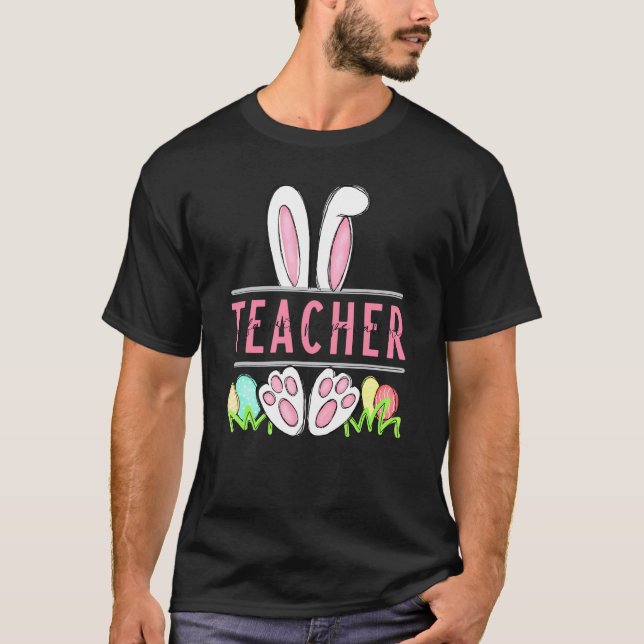 Min favoritbunnies kallar mig Lärare Glad påsk D T Shirt (Framsida)