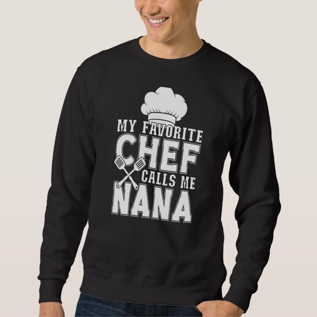 Min favoritChef kallar mig Nana Cooking Lång Ärmad Tröja (Framsida)