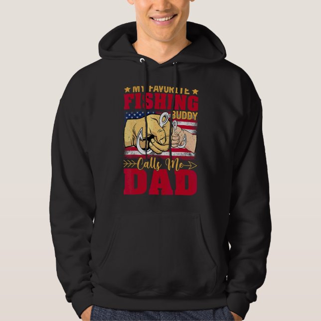 Min favoritfiskebuddy kallar mig Pappa Far Da Hoodie (Framsida)