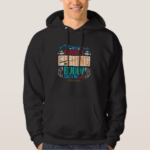 Min favoritfiskebuddy kallar mig Pappa Funny Fishi Hoodie