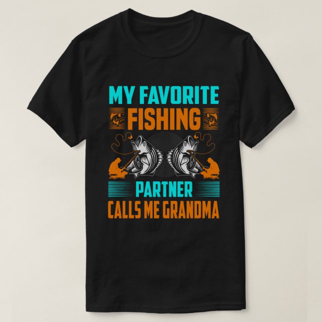 Min favoritfiskepartner kallar mig GRANDMA Vinta T Shirt (Design framsida)
