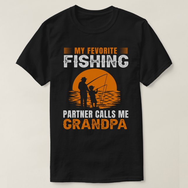 Min favoritfiskepartner kallar mig GRANDPA Vinta T Shirt (Design framsida)