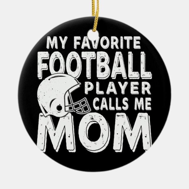 Min favoritfotbollspelare kallar mig Mamma Funny Julgransprydnad Keramik (Framsidan)
