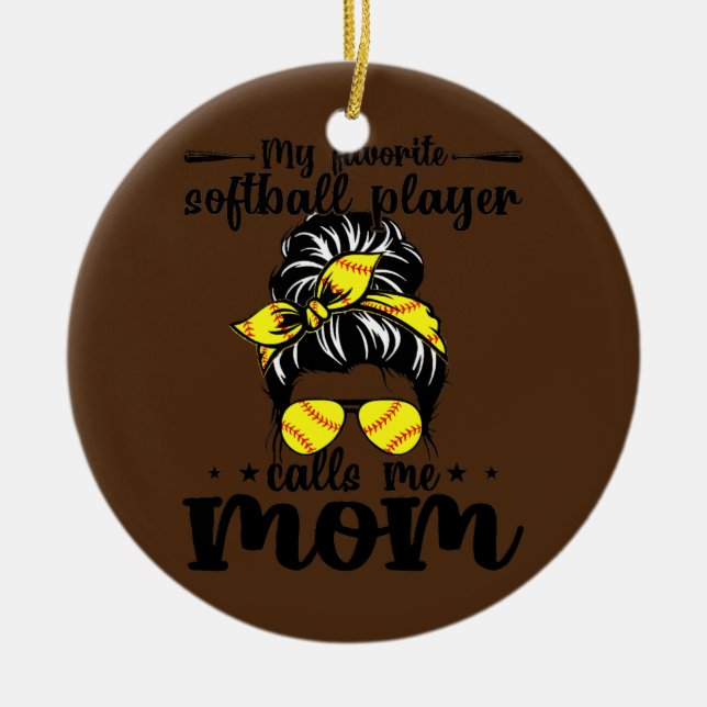 Min favoritfotbollspelare kallar mig Mamma Mor Julgransprydnad Keramik (Framsidan)