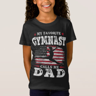Min favoritgymnast kallar mig Pappa USA flagga Far T Shirt