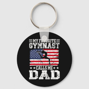 Min favoritgymnast kallar mig Pappa USA flagga Pap Nyckelring