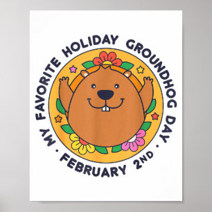 Min Favorithelgdag Groundhog Day 2 Februari Retro Poster