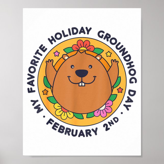 Min Favorithelgdag Groundhog Day 2 Februari Retro Poster (Framsidan)