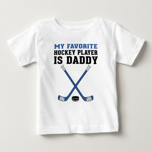 Min favorithockey Player är pappa Blue Sticks T Shirt (Framsida)