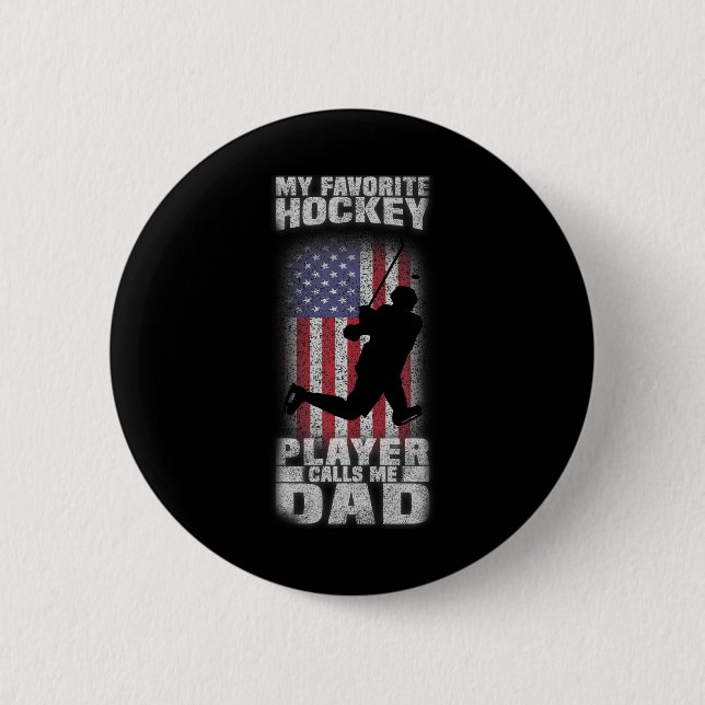 Min favorithockey Player kallar mig Pappa Funny Knapp (Framsida)