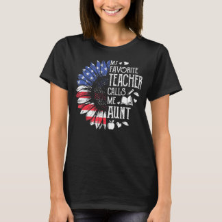 Min favoritlärare kallar mig Moster American Flagg T Shirt