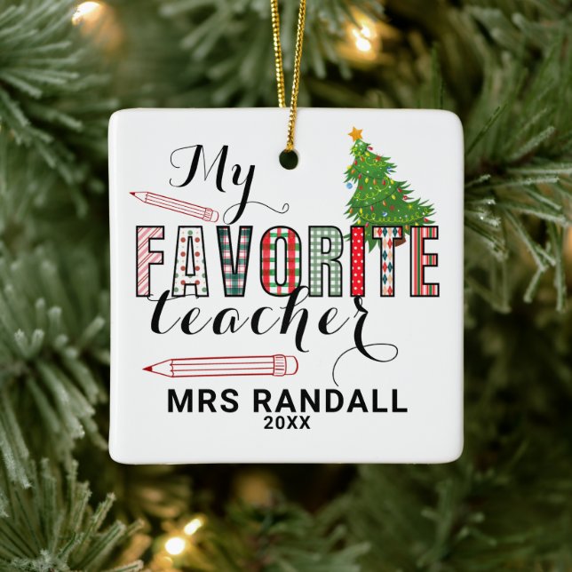 Min favoritlärares julprydnad julgransprydnad keramik (Träd)