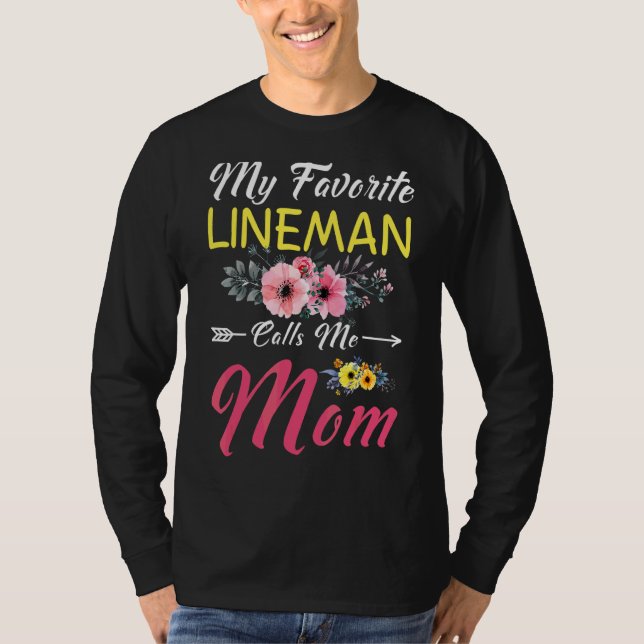 Min favoritlineman kallar mig Mamma Flowers Family T Shirt (Framsida)