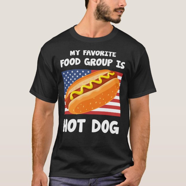 Min favoritlivsmedelsgrupp är Hett Hund US Flagga  T Shirt (Framsida)