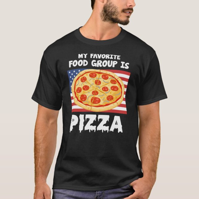 Min favoritlivsmedelsgrupp är Pizza American Flagg T Shirt (Framsida)