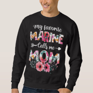 Min favoritmarin kallar mig Mamma marina militära Lång Ärmad Tröja